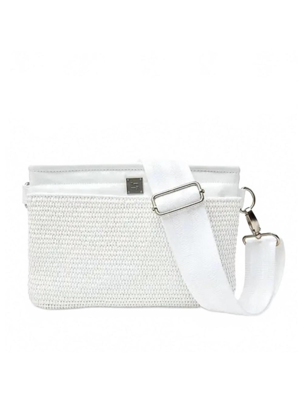 THINK ROYLN White Woven Crossbody Bag with Wide Strap
